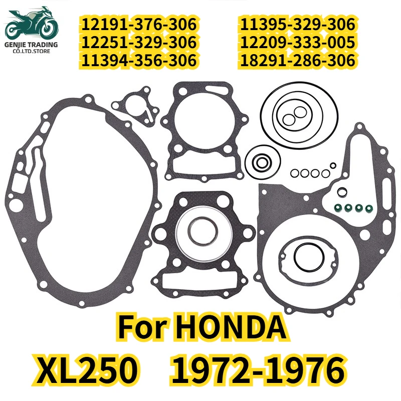 12191-376-306 For HONDA XL250 XL 250 1972-1976 250cc Motorcycle Engine Full Cylinder Head Complete Overhaul Mat 11394-356-306