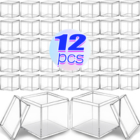 1-12pcs Acrylic Boxes Transparent with Cover Square Packing Box Protection Showcase Dustproof Food Candy Storage Container