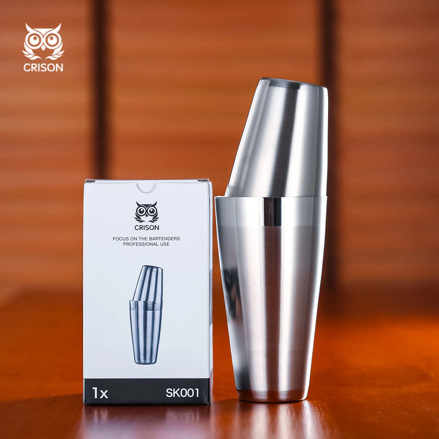 CRISON SK001 Professional Boston Shaker Two Piece Blender Bar Tool for Bartenders Cocktail Shaker