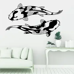 2Pcs Japan Koi Carp Fish Wall Sticker Camping Rv Motorhome River Animal Fish Wall Decal Car Bedroom Home Decor