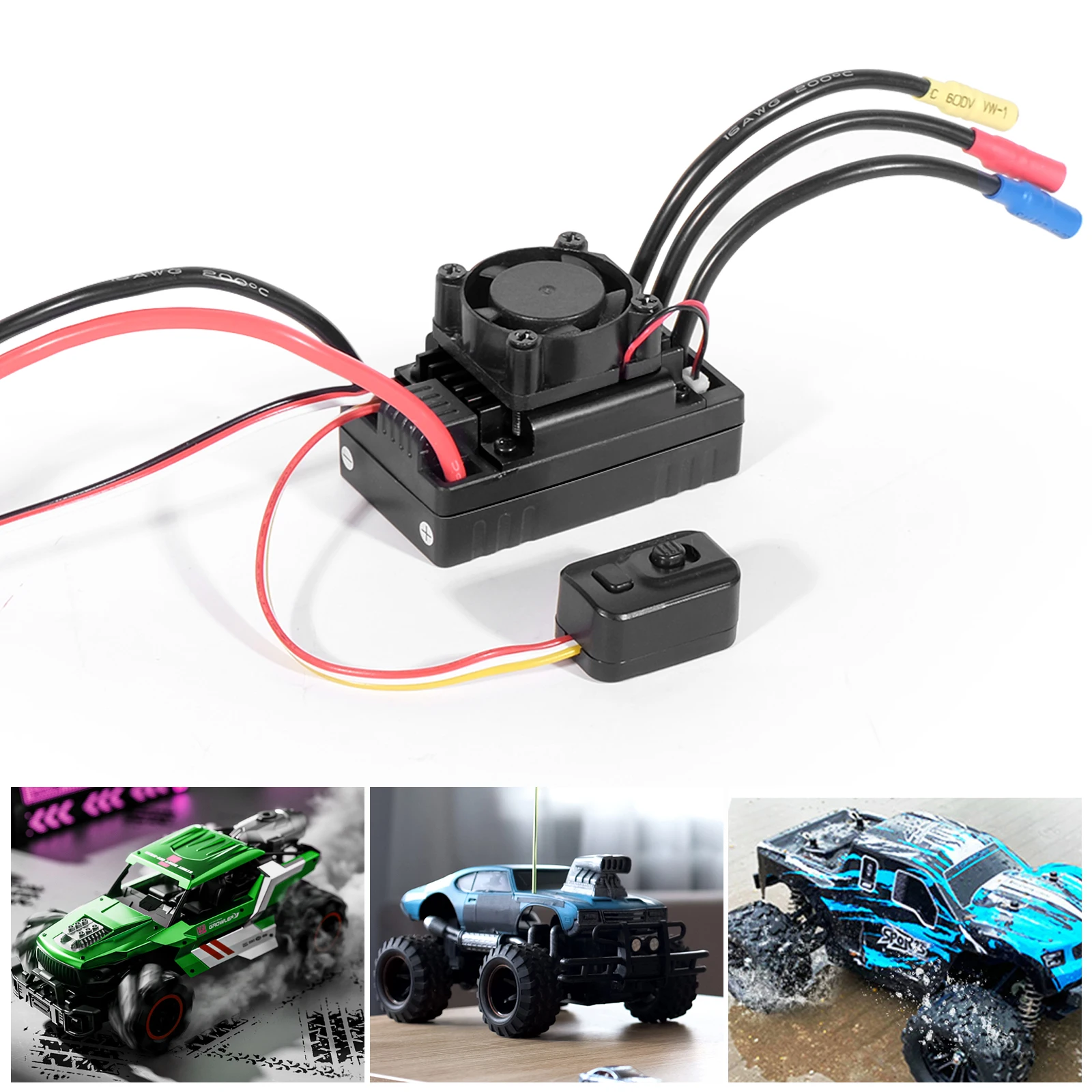 60A brushless ESC 2-3S with built-in switch mode BEC for 1/10 RC car On-road/Off-road/Buggy/Monster