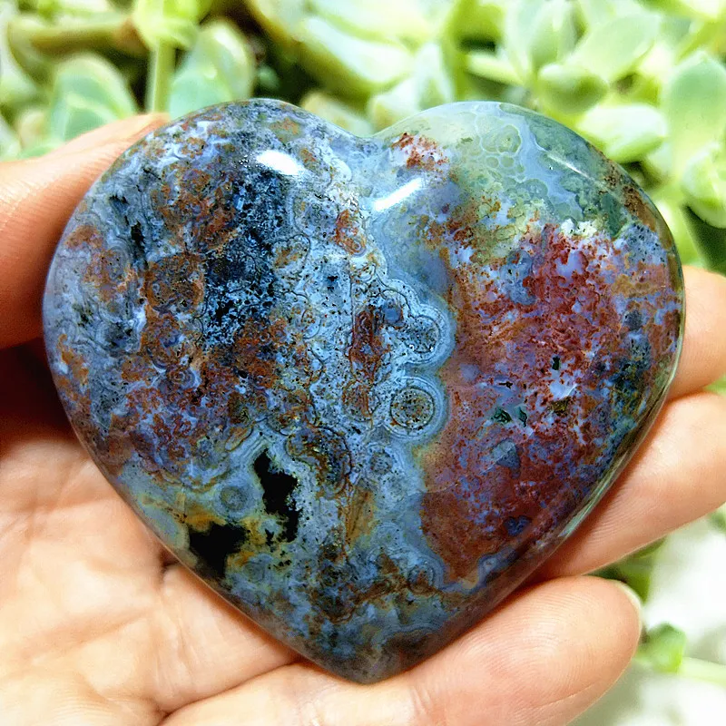 AA  Natural Crystal Ocean Jasper Gem Heart Sorcerer Exorcism Meditation Cures Feng Shui Crystal Home Decoration