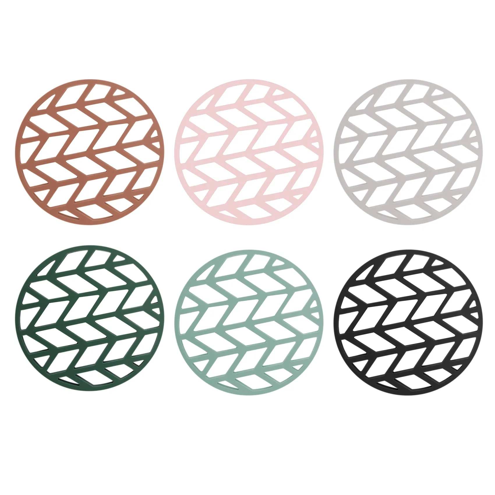 

Round Dining Table Mat Drink Coasters Cup Hollowing Out Design Kitchen Insulation Hot Pad Silicone Placemat,6 Pcs