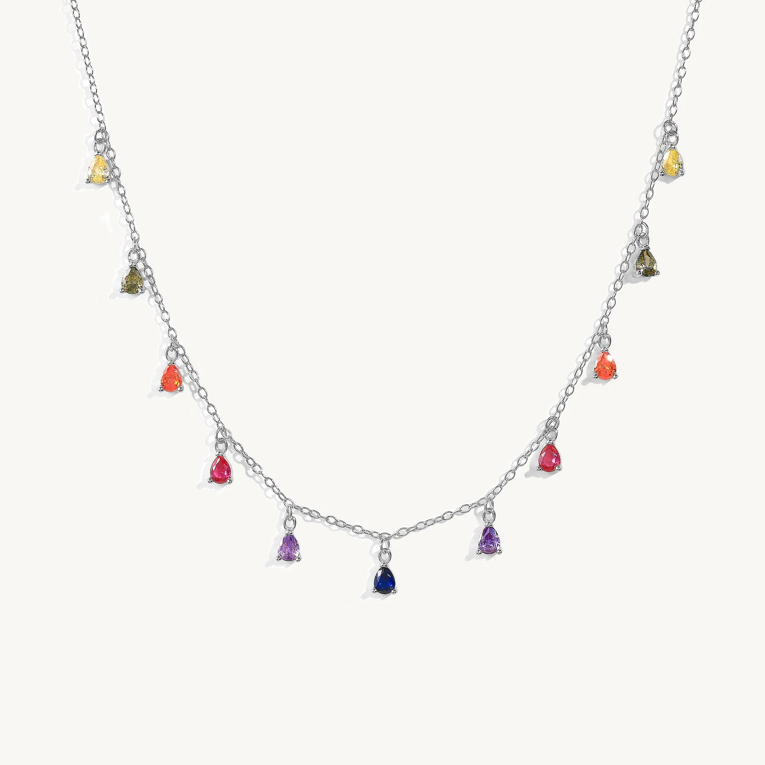 CANNER 925 Sterling Silver Clavicle Chain Necklace for Women Exquisite Colorful Zircon CZ Pendant Choker Necklaces Jewelry Gifts