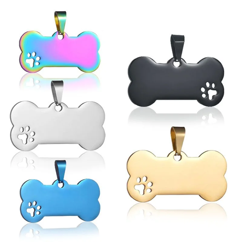 20pcs-100pcs Blank Dog Tags  Dog Cat ID Tag Bone Shaped Pendant For Laser Engraving Address