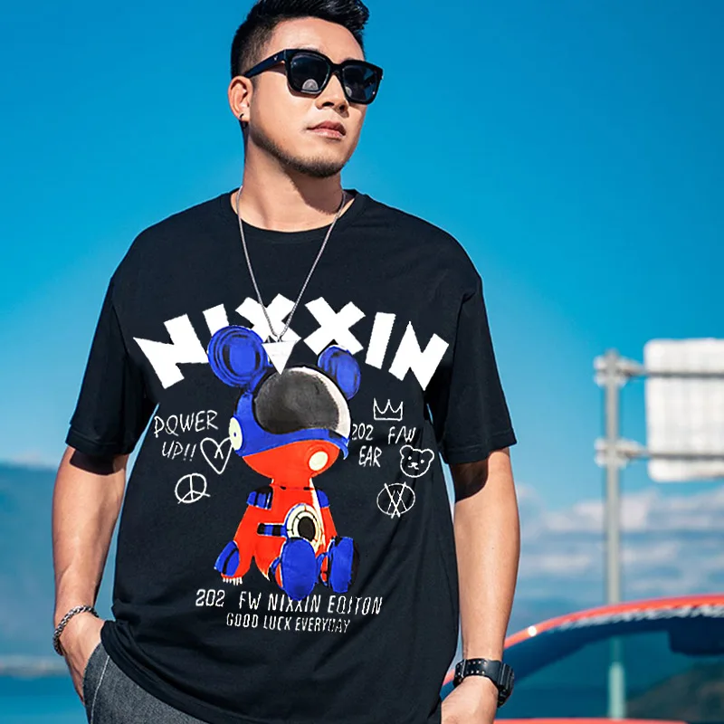 

Summer Fashion T-shirt big size men's short-sleeved T-shirt casual Letter Blue hip-hop plus size T-shirt 10XL 9XL 11XL 12xl 13xl