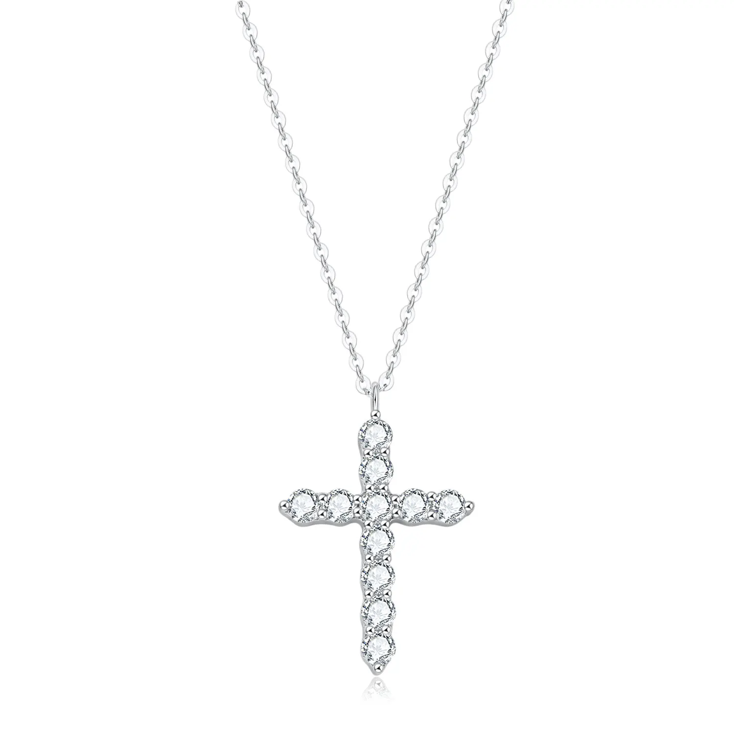 NGIC/NGTC Lab Grown Diamonds Cross Pendant Necklace 18K White Gold Necklace For Women Jewelry