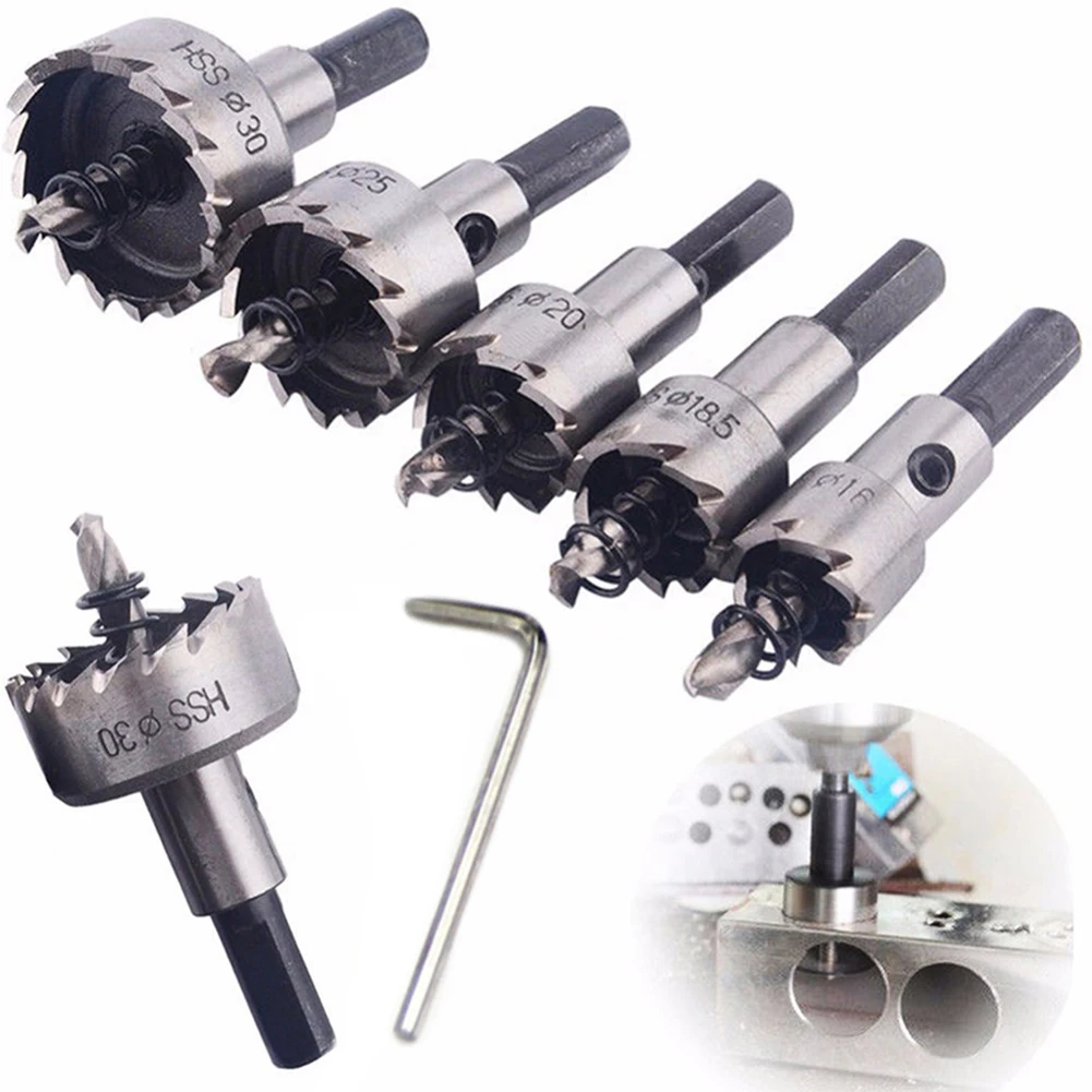 

5-Pack Stainless Steel Alloy Metal Milling Hole Opener Drill Bit Set With Wrench Outdoor Power Equipment