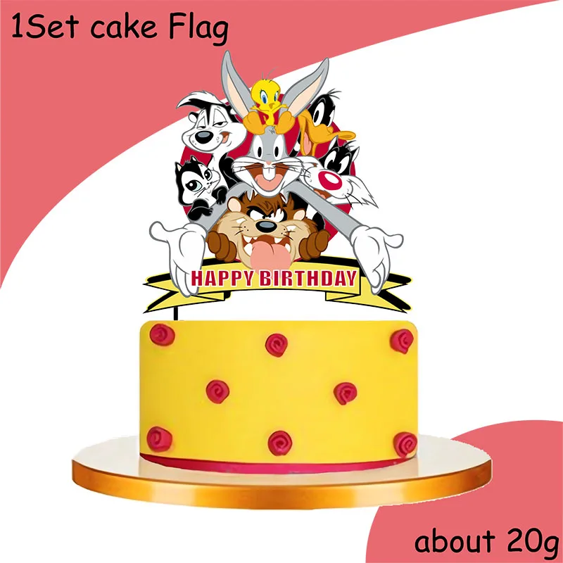 Looney Tunes Theme Birthday party decortaions Disposable Tableware Set Paper Plate Cups Sticker Straws Party Supplies Napkins
