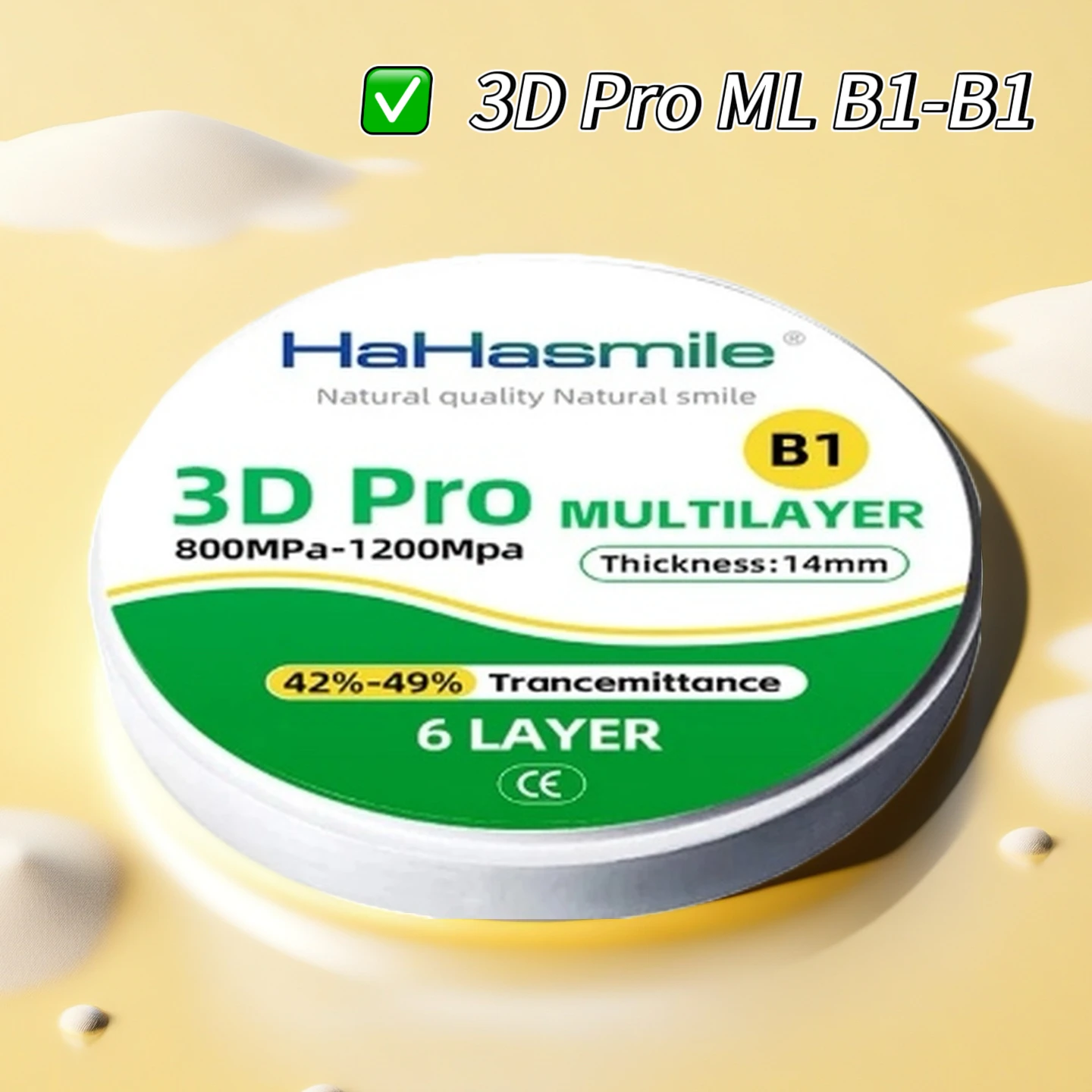 

Многослойные циркониевые блоки HaHasmile 3D PRO 98 мм — B1 B2 B3 B4, оттенки 42%-49%, полупрозрачность для CAD/CAM