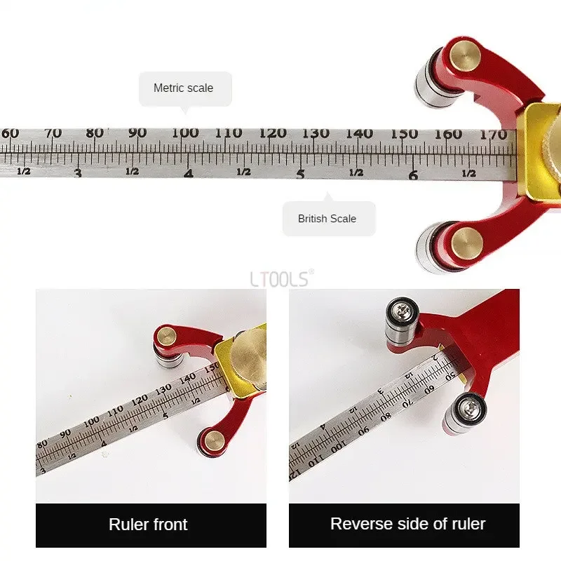 Practical Aluminum Alloy Scribe Tool Laser Metric Ruler Adjustable Precision Scriber Parallel Line Drawing Woodworking Tools