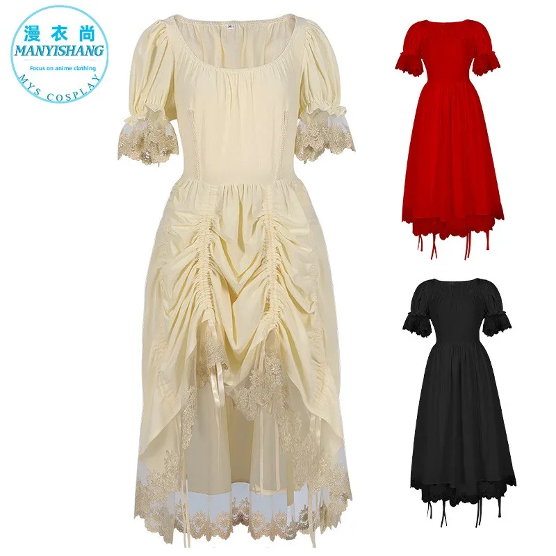 

Винтажный квадратный воротник с застежкой на талии на Хэллоуин, средневековый Ренессанс Dr, китайское производство, лето 2021, женская мода