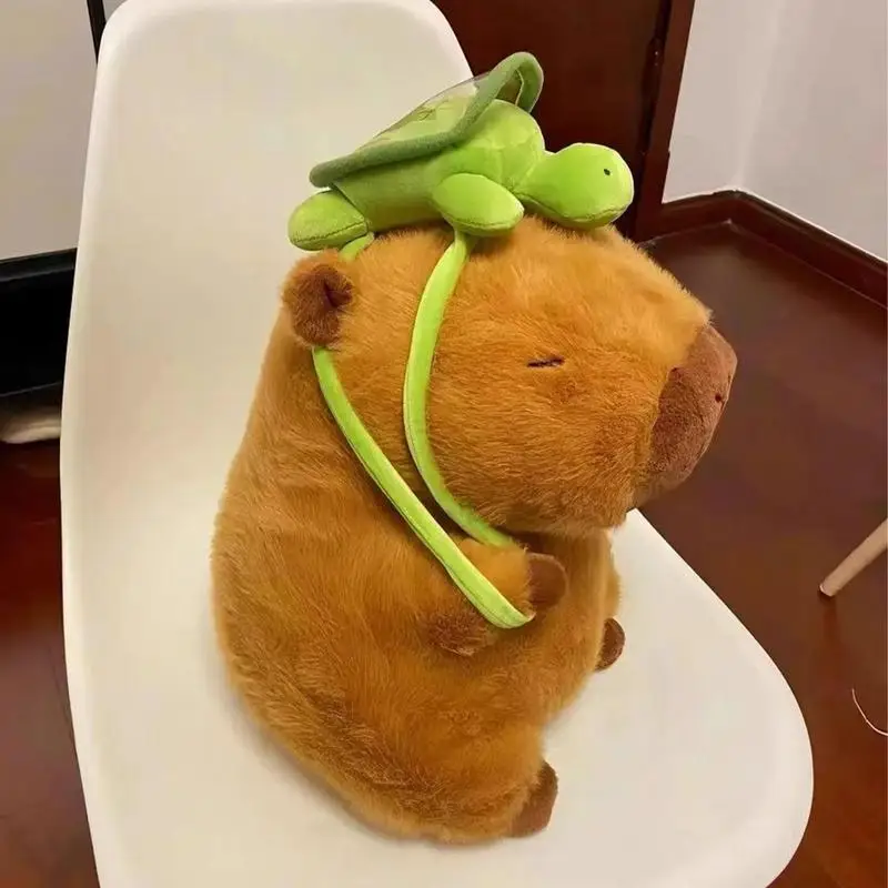 Simulation Capybara Plush Toy with turtle on th back Soft Plushie Capybara stuffed toy for kids Home Decoration birthday gift