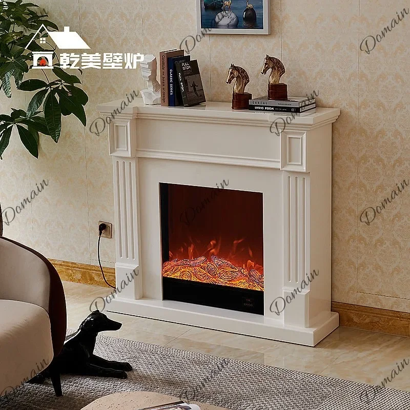 BJ 1.2m Simulated Flame Electric Fireplace Insert, French Style Solid Wood Mantel Decor For Living Room