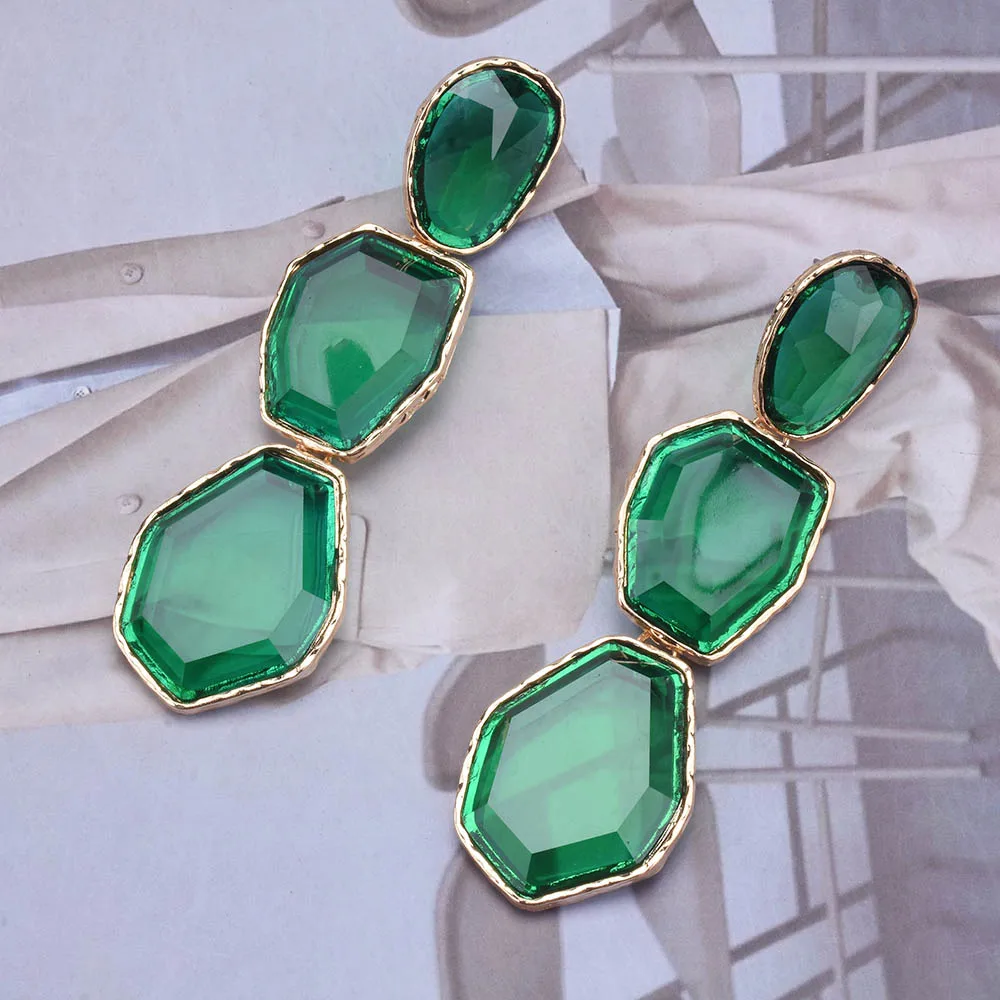 2026 موضة جديدة غير النظامية الراتنج بيان استرخى أقراط مجوهرات نسائية أخضر أرجواني أزرق وردي أحمر أسود الراتنج الأقراط الطويلة #4