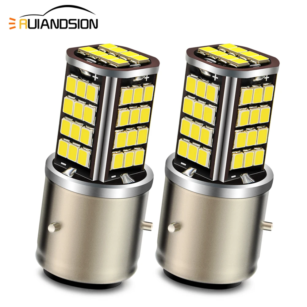 

2Pcs BA21D 56 SMD 2835 LED Motorcycle Bulb Headlight High Low Light Motorbike Moped Scooter White Lamp 6000K 6V 1000LM