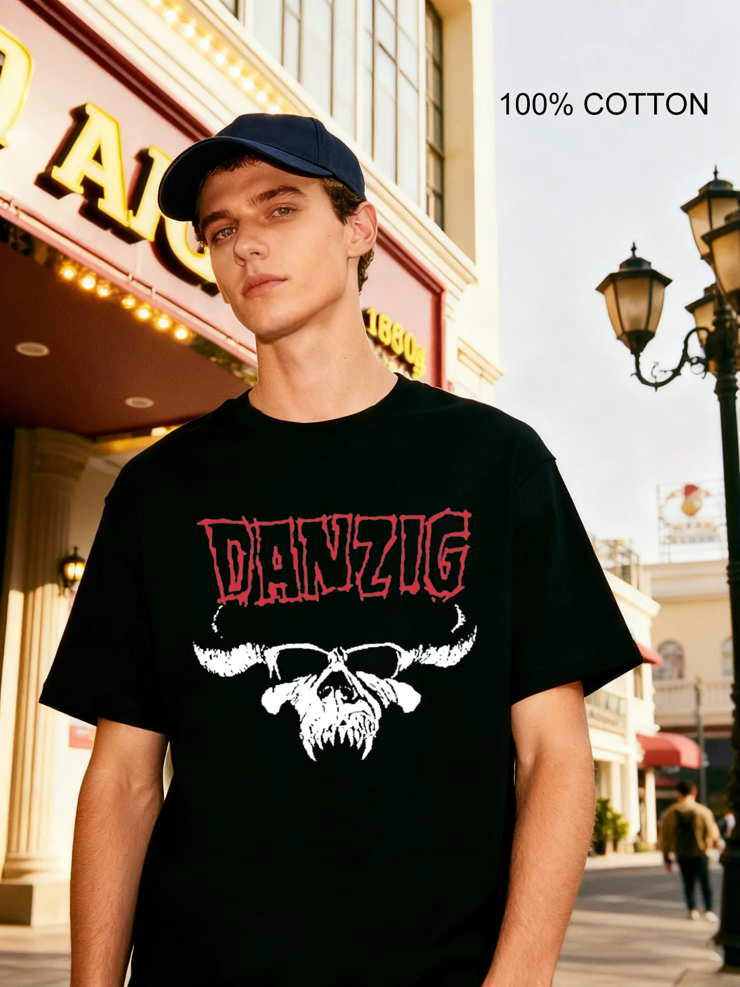 تي شيرت Danzig للرجال بتصميم كاجوال برقبة دائرية تي شيرت 180 جرام للشارع 100% قطن #1