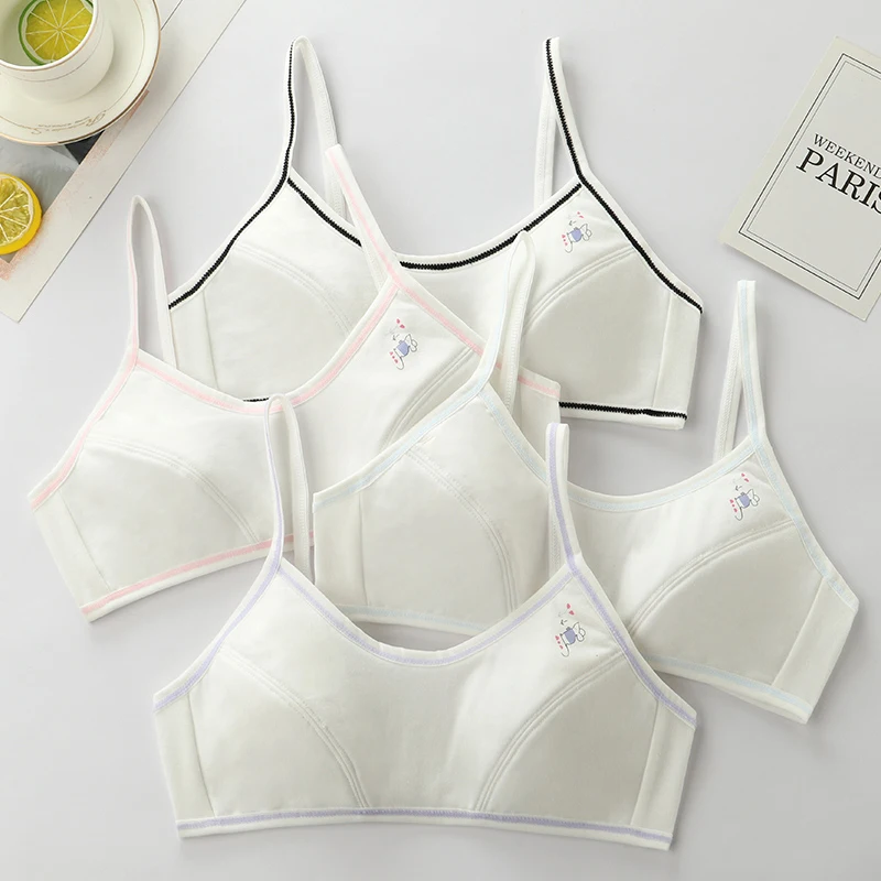Girls' Underwear Development Period Junior High School Pure Cotton 9-12-16 Years Old Comfortable Wire-Free Bralette and Tank Top