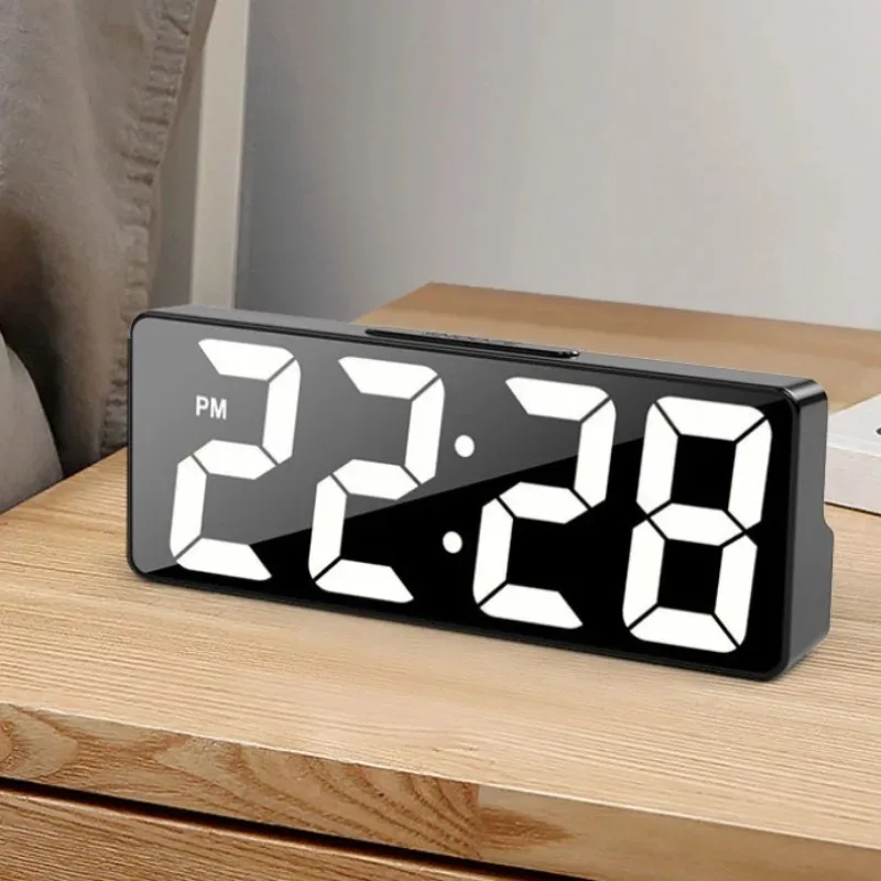 Digital Clock LED Wake Up Light Alarm Clock Bedroom Electronic Desktop Clock With Temperature Display Adjustable Brightness. image 2