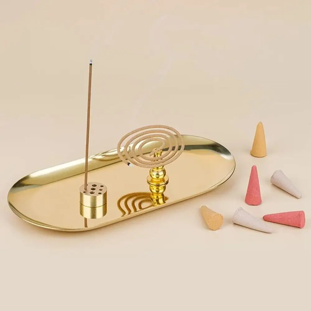 Portable Water Drop Shape Nine-hole Incennse Insert Brass Mini Brass Incense Tray Handmade Coils Base Holder Home Decor