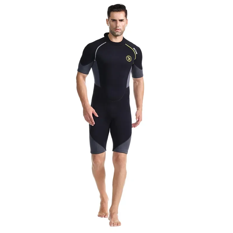 1.5mm Neoprene Wetsuit Men Short Sleeve Scuba Diving Suit Snorkeling Spearfishing Swimsuit Surfing Sunproof One Piece