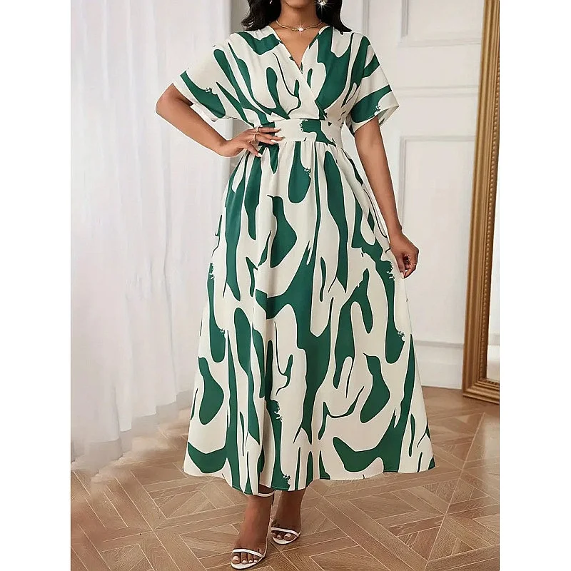 

Fashion Women Dress Dresses Spring Summer Elegant Floral Print Casual Loose Fit Maxi Dresses