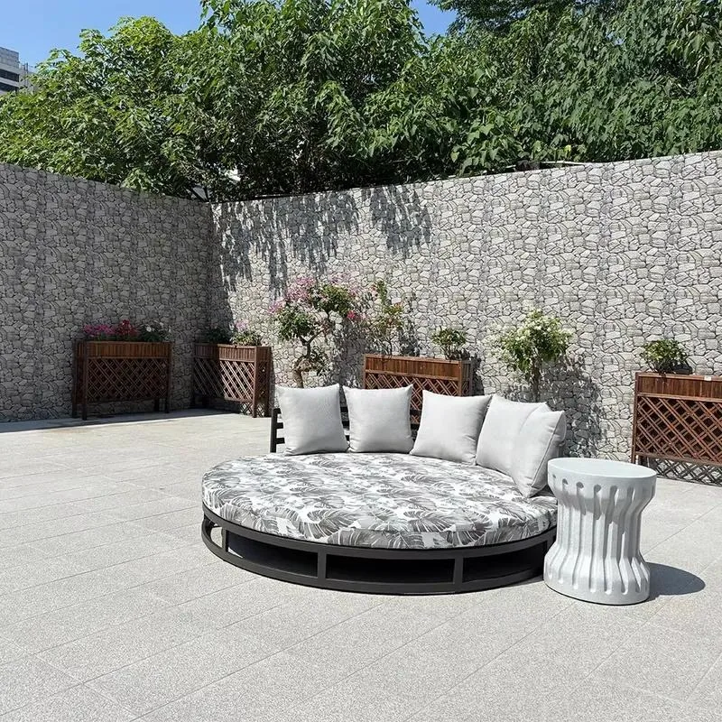 for Modern Luxury Aluminum Frame Round Outdoor Garden Sofa Garden Terrace Outdoor Furniture Set Hotel Holiday Villa