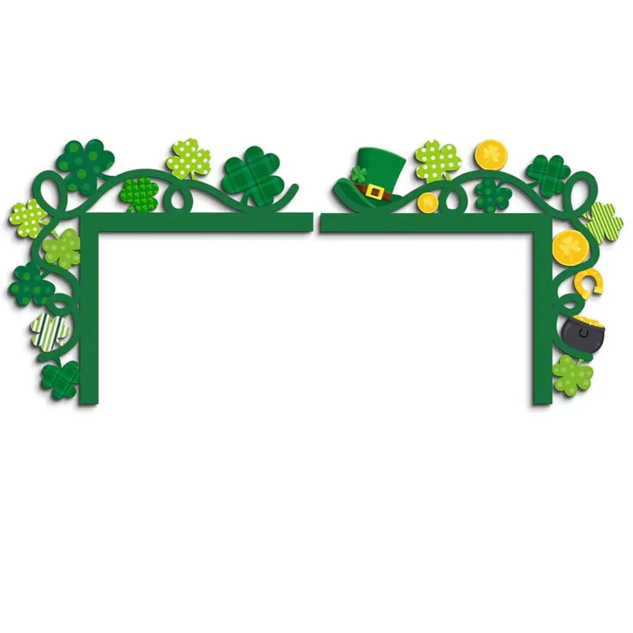 2Pcs St Patricks Day Door Frame Decor Wooden Clover Leprechaun Hat Door Corner Ornament for Home Party