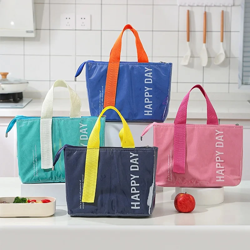 5Pcs borsa termica per il pranzo da donna borsa termica impermeabile Bento Box Cooler Zipper Keep rinfrescante borse da ufficio per Picnic portatili