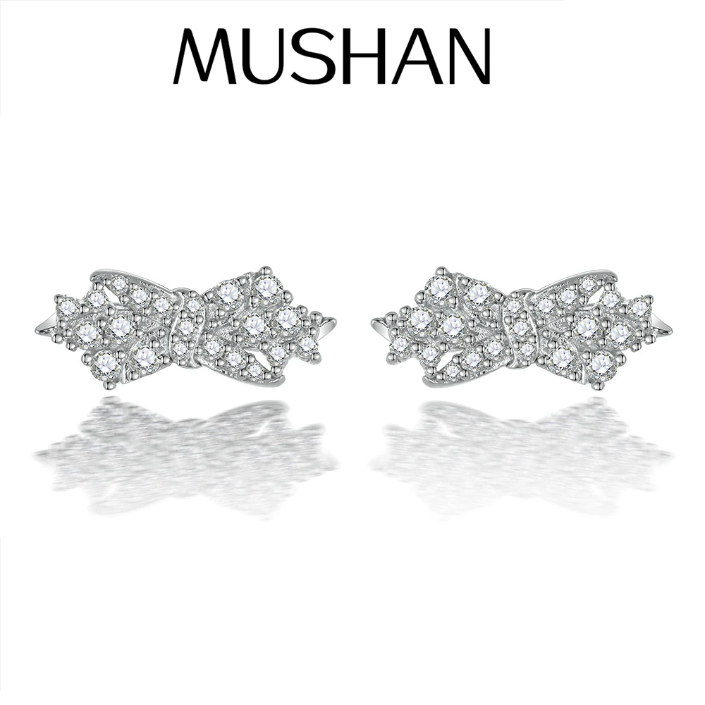 

MuShan Jewelry 925 Sterling Silver Stud Earrings Dangle High Carbon Diamond Gold Plated Bridal Jewelry Women Earring Fine Jewelr