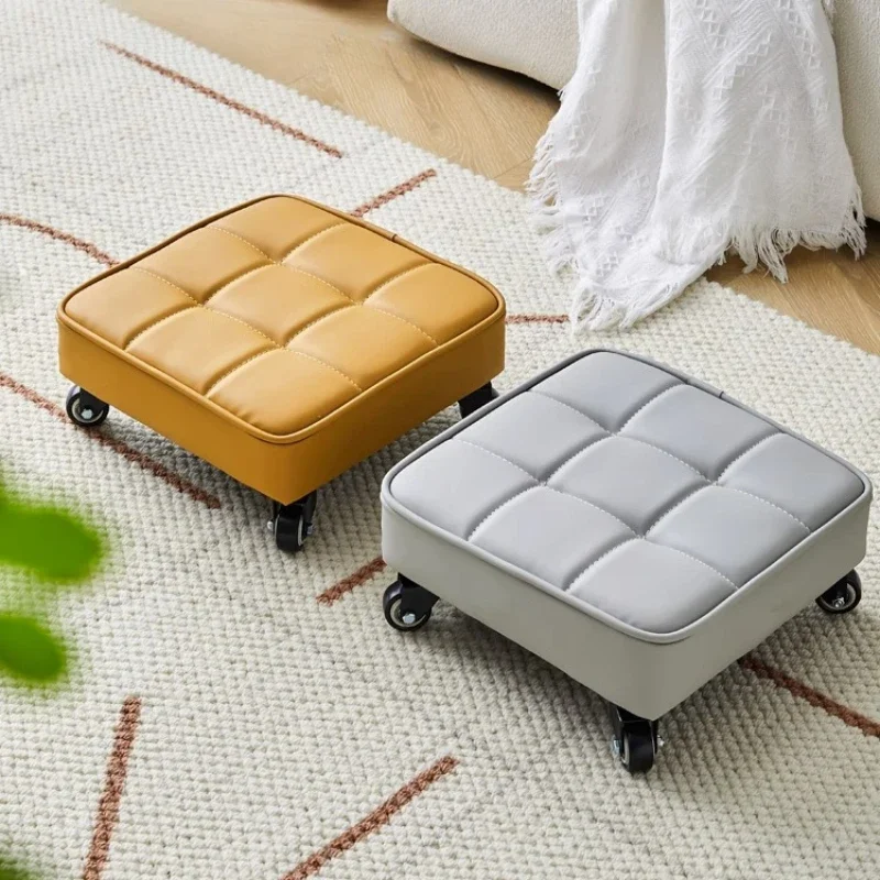 Iron Frame Padded Cushion Universal Roller Skating Low Stool Household Shoe-changing Small Bench Move Back Strap Baby Chair