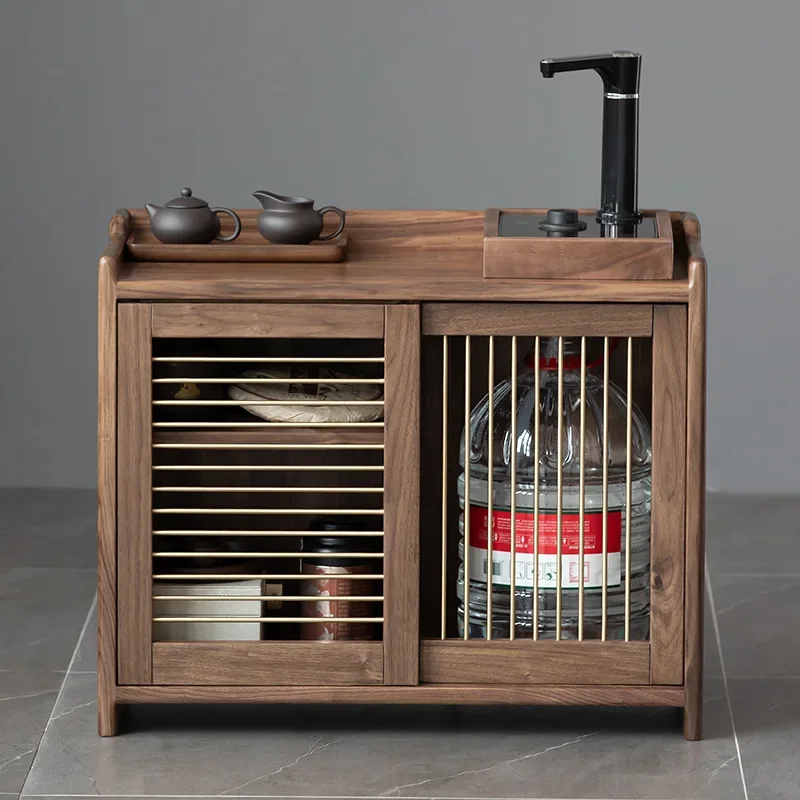 North American black walnut tea cabinet Nordic boiling water rack tea room log dining side cabinet