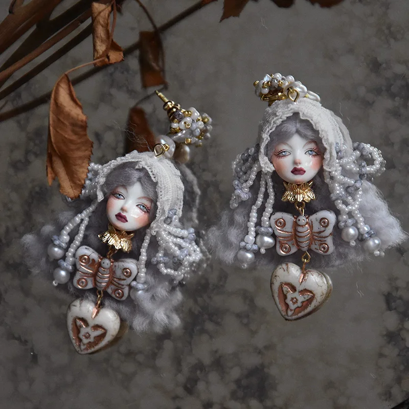 ZHUHE Baroque Doll Earrings Neo-Gothic Style For Women Jewelry Accessories Party Gifts