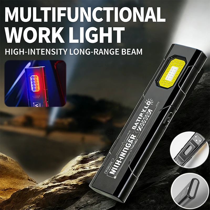 LED Keychain Flashlight Rechargeable EDC Flashlight With COB Mini Torch Light Pocket Lantern Flood Work Light With Magnet