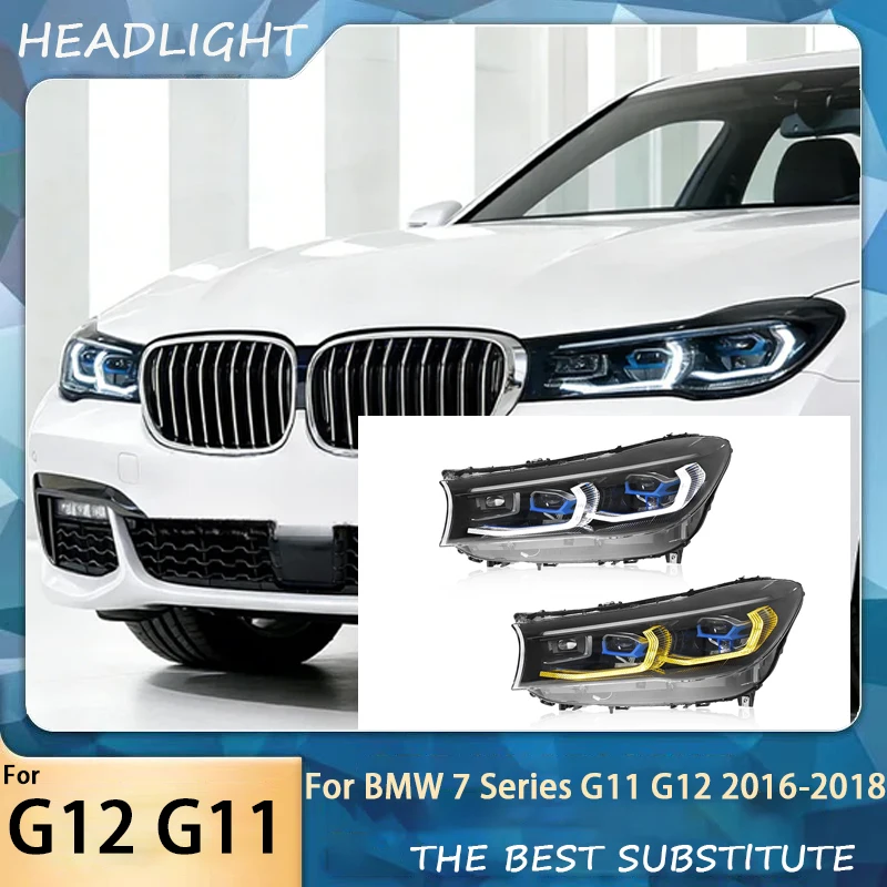 For 2016-2018 BMW 7 Series G11 G12 LED Projector Headlight w/ DRL Upgrade Dual-Color (Yellow And White) LED Projector Headlight