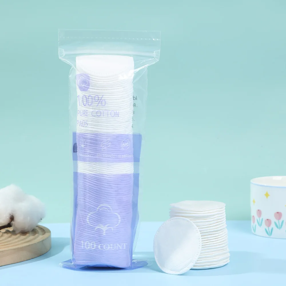 แผ่นสำลีเนื้อสัมผัสพิเศษ แผ่นเช็ดเครื่องสำอางแบบระบายอากาศ แผ่นเช็ดเครื่องสำอางทรงกลม ขอบกดเพื่อทำความสะอาดผิวหน้าทุกวัน