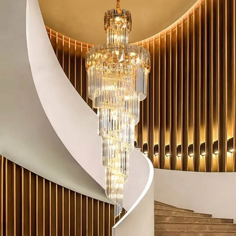 

New duplex building living room large chandelier villa apartment crystal building middle floor postmodern