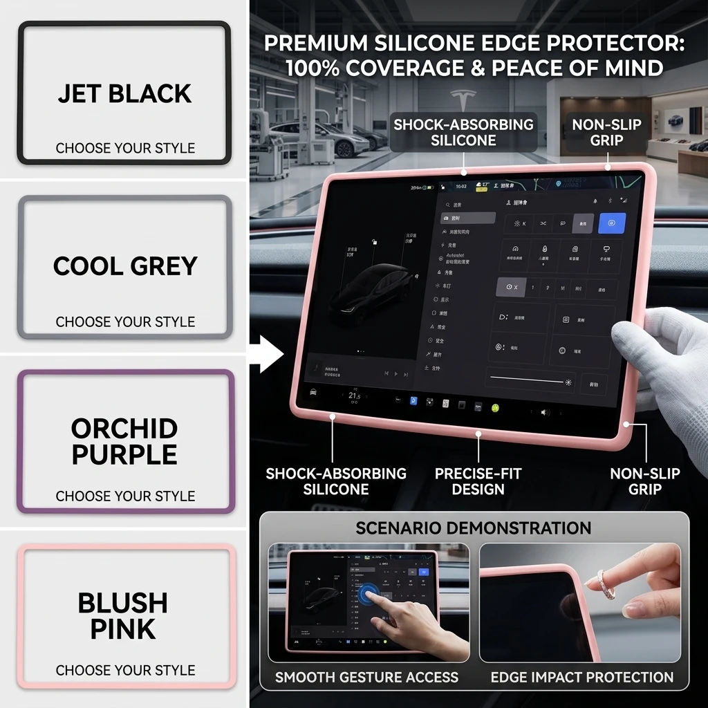 For Tesla 2026 Model Y/YL Juniper Performance Silicone Touch Screen Cover Anti Collision Dust Guard Soft Slip On Car Screen