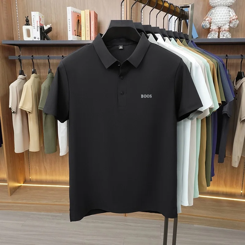 Sommermode Herren Kurzarm-Poloshirt mit Kragen, Knöpfen und Buchstabenprägung, Lässig, Atmungsaktiv, Minimalistisch, Einfarbig, Herrenbekleidung – Detail 11