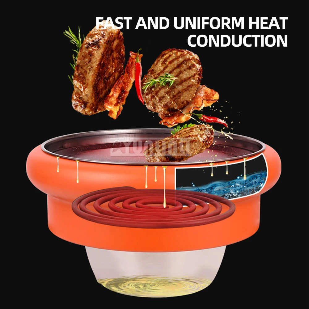 Restaurant Electric Circular Grill Commercial Smokeless Barbecue Grill Pan Embedded Barbecue Stove