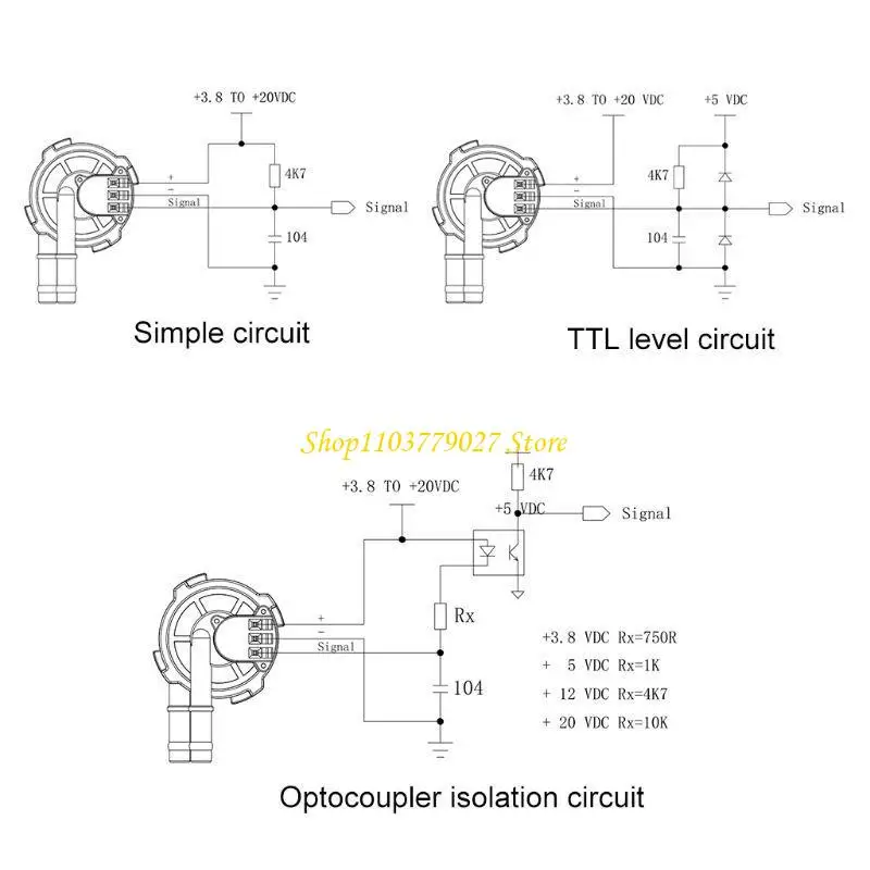 C4DF 5-18V 6mm 6mm Outer Diameter Hall Flowmeter for Coffee Machine Hot Water Purifier