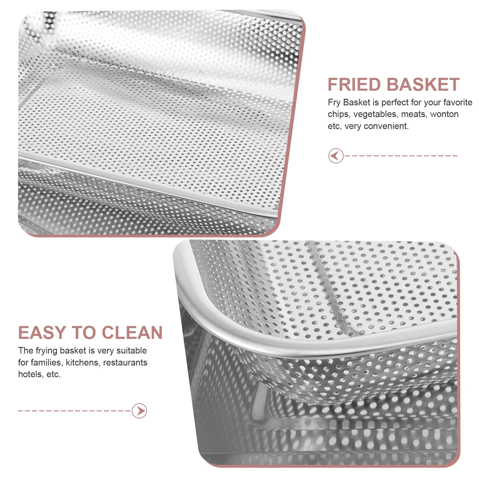

1 Set Stainless Steel Oil Strainer Mesh Frying Basket With Tray For Chips Vegetables Meats Wonton Fryer Kitchen Tool Strainer