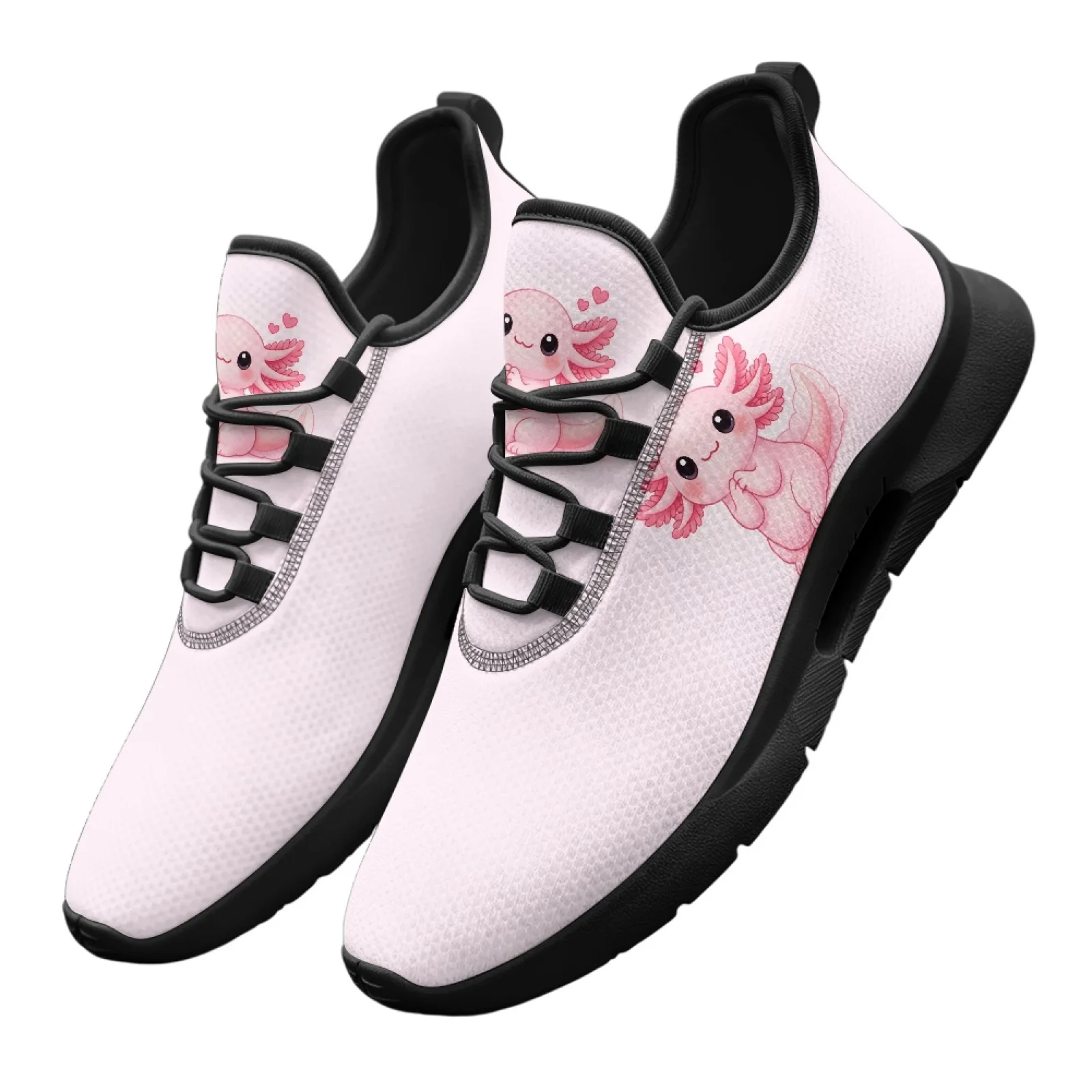 PENSTROLL Breathable Mesh Casual Sneakers Featuring Cute Pink Axolotl, Fashion Daily Footwear for Men for Business and Travel