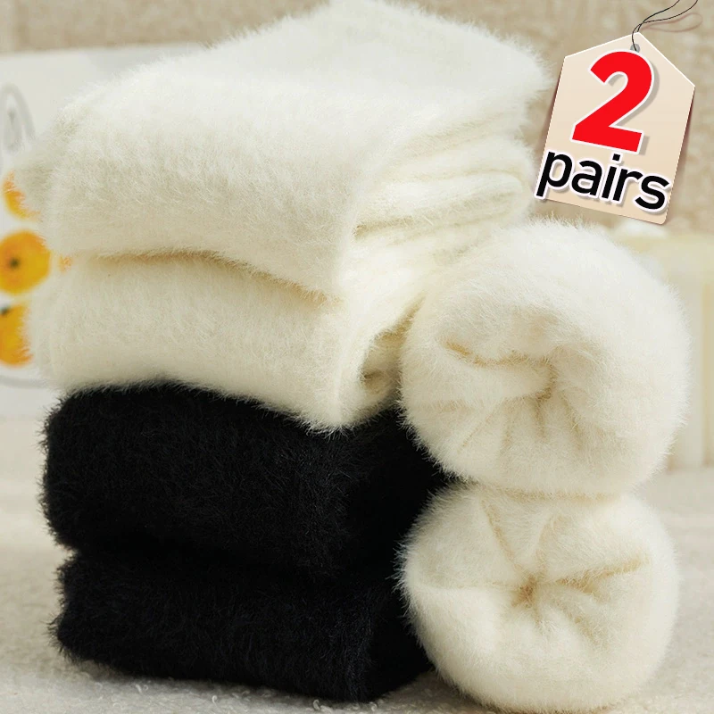 Korean Plush Women Mink Fleece Socks Autumn Socks Winter Mid-tube Socks Thickened Warm Coral Fleece Sleeping Kawaii Socking