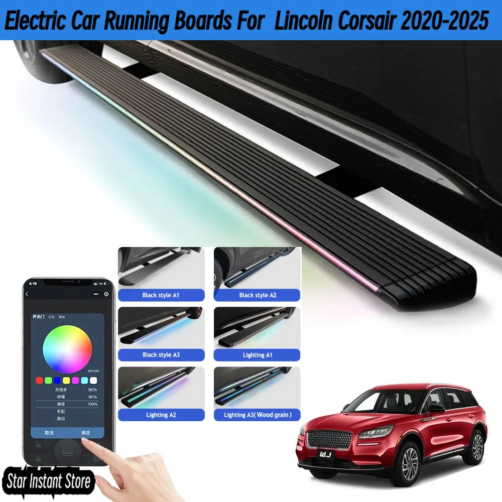 

For Lincoln Corsair 2020-2025 Luxury Electric Running Boards, Automatic Retractable Side Steps with LED Lights