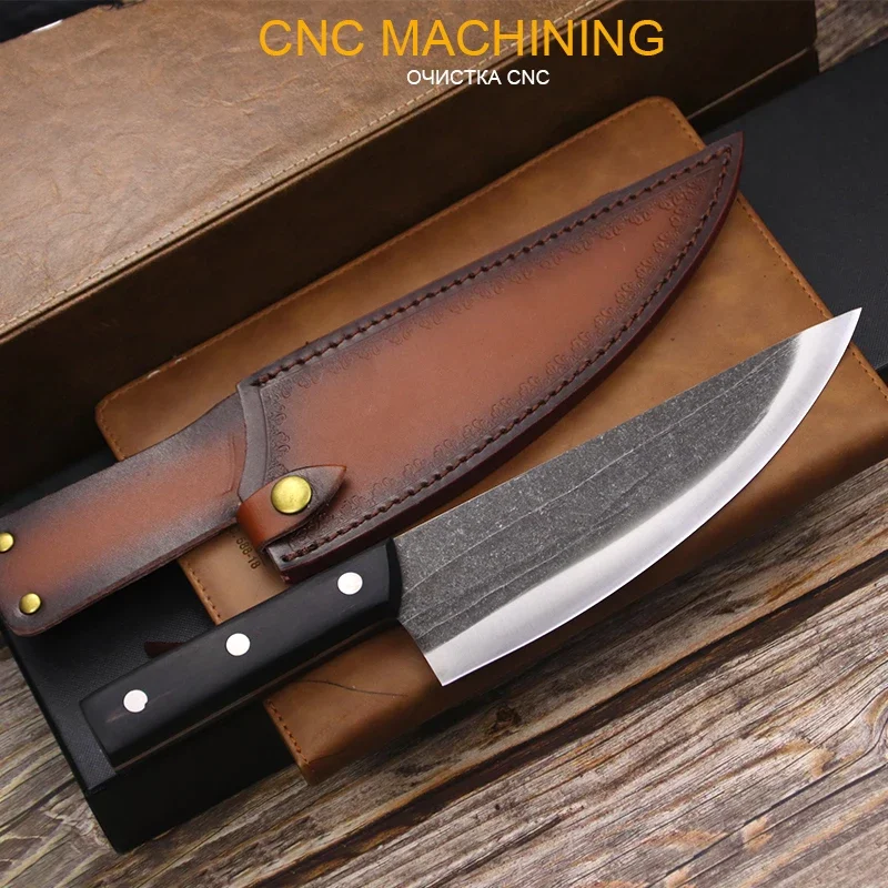 Ebony handle hand forged sharp chef sliced Chinese classic old fashioned knife ancient method grinding knife chef knife