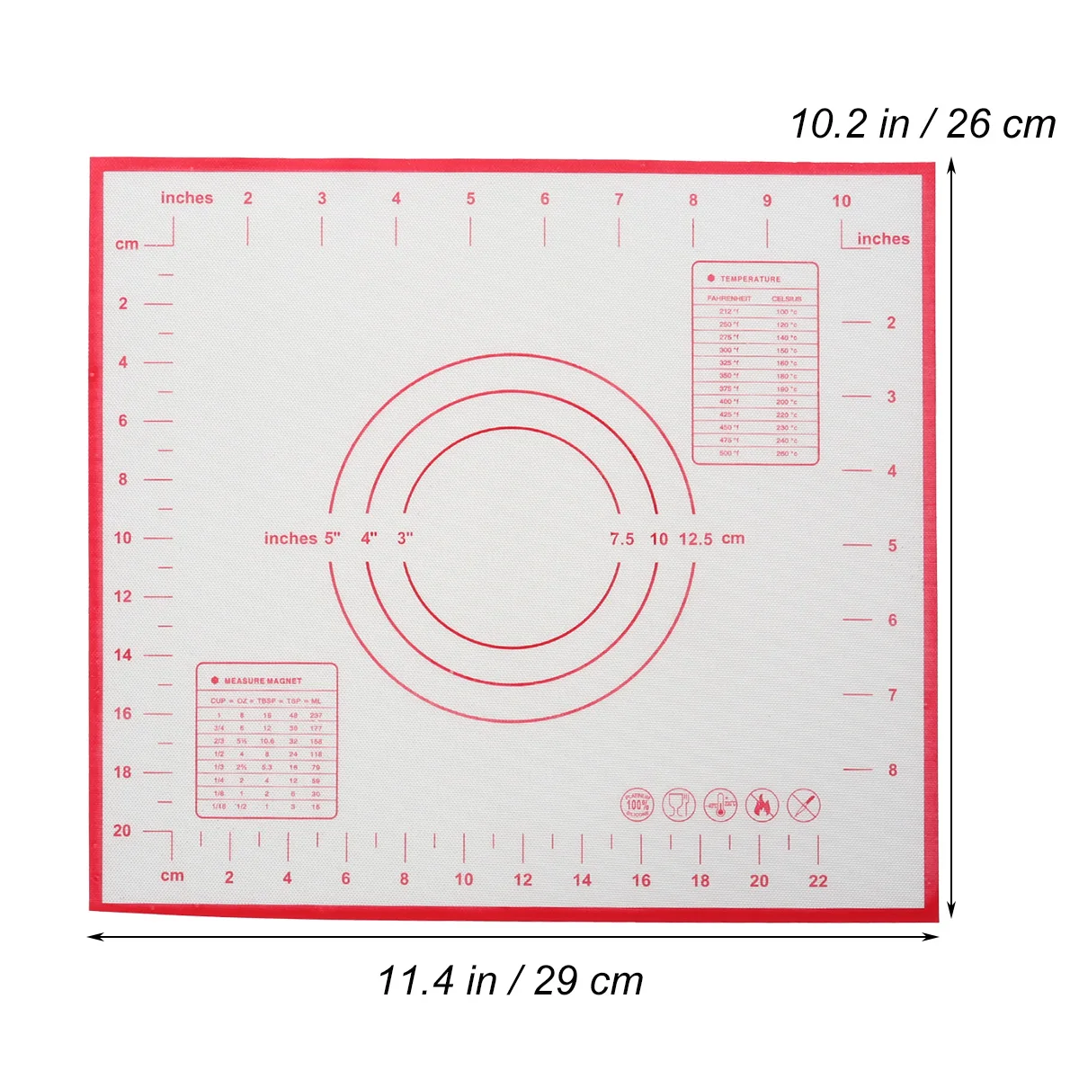 

Nonstick Silicone Mat 26X29CM Pastry Non-slip Nonstick Silicone Baking Mat Heat Safe Oven Microwave Food Grade Measuring Kitchen