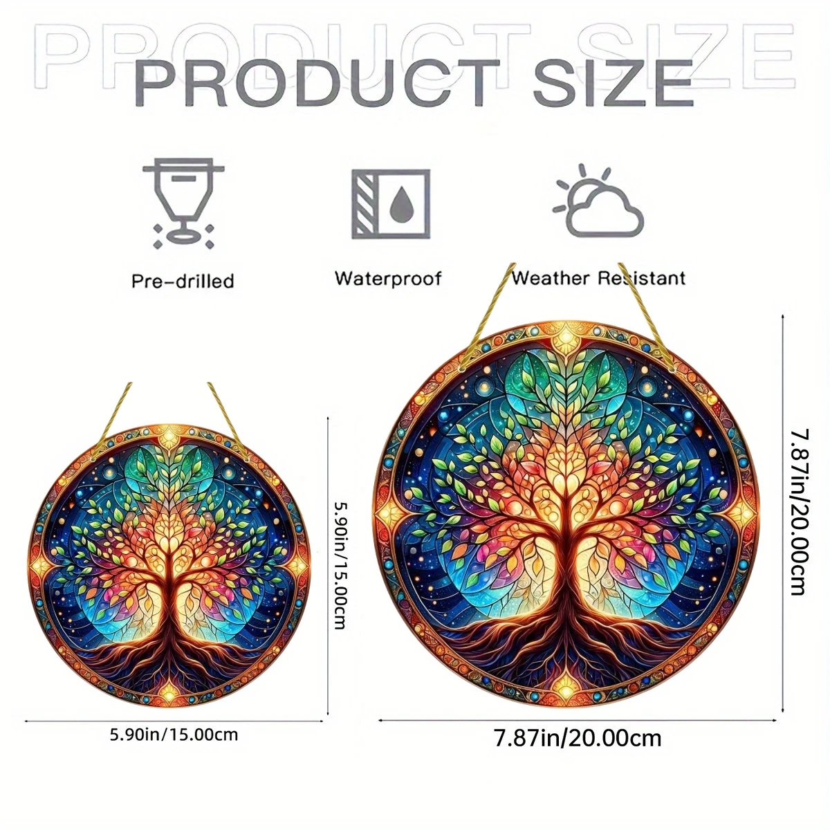Tree of Life Symbol Suncatcher Acrylic Window Art Catcher for Prom Decor, Decorative Hanging Glass Window for Room, Garden Porch