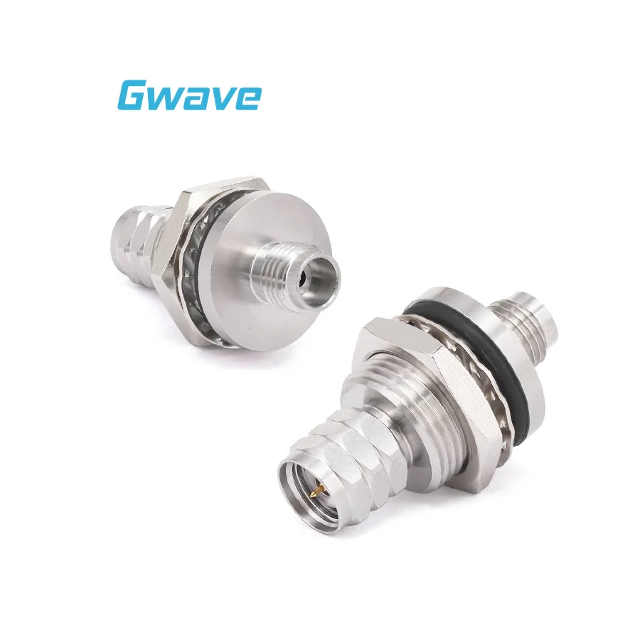 High Frequency Millimeter Wave RF Adapter 1.85mm Male/Female Bulkhead Straight Precision Stainless Steel 50 Ohm RoHS Compliant