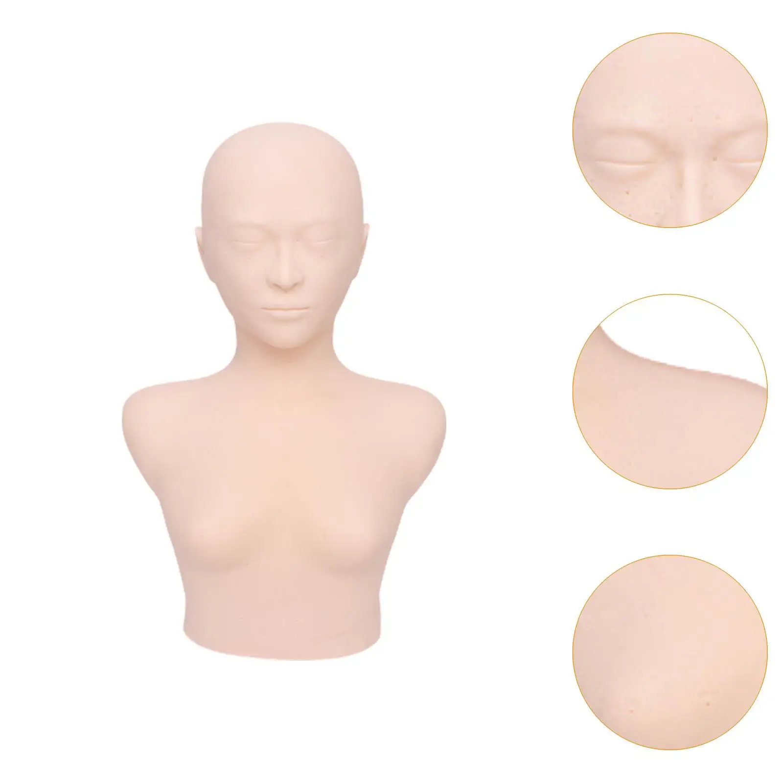 Training Mannequin Head with Neck and Shoulder for Beauty Salon Makeup Practice Hair Styling Wig Display Hat Holder PVC